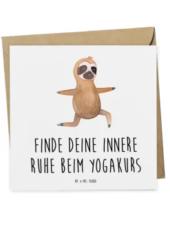 Mr. & Mrs. Panda Sonstige Gutscheine<Gutschein Yogakurs Frieden mit Spruch in Weiß