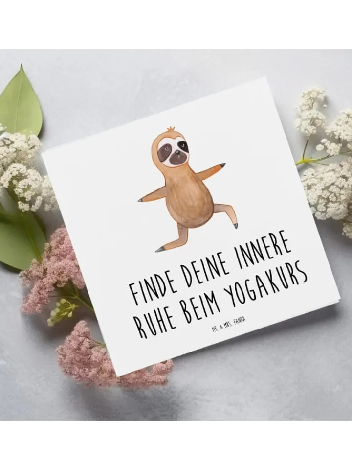 Mr. & Mrs. Panda Sonstige Gutscheine<Gutschein Yogakurs Frieden mit Spruch in Weiß