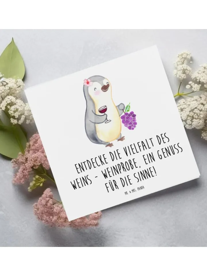Mr. & Mrs. Panda Sonstige Gutscheine<Gutscheinkarte Weinprobe Vielfalt mit Spruch in Weiß