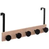 WellHome Badaccessoires<Hakenleiste in Schwarz/ Hellbraun - (B)50 x (H)24 x (T)11 cm