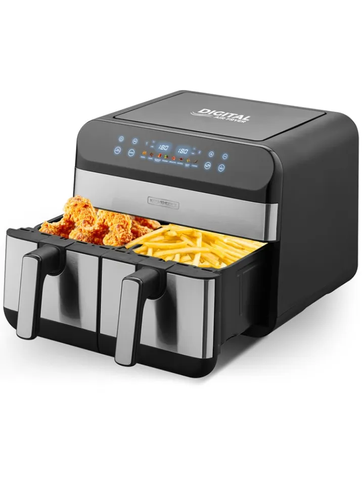 KITCHENCOOK Küchenelektronik<Heißluftfritteuse ''Airflow_9'' in Silber/ Schwarz - (B)44 x (H)37,2 x (T)43 cm