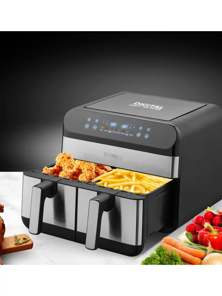KITCHENCOOK Küchenelektronik<Heißluftfritteuse ''Airflow_9'' in Silber/ Schwarz - (B)44 x (H)37,2 x (T)43 cm