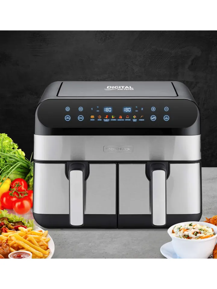 KITCHENCOOK Küchenelektronik<Heißluftfritteuse ''Airflow_9'' in Silber/ Schwarz - (B)44 x (H)37,2 x (T)43 cm