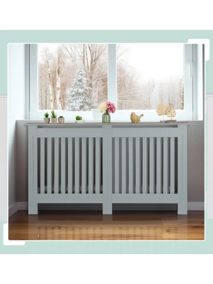relaxdays Regale & Schränke<Heizkörperverkleidung in Grau - (B)112 x (H)83 x (T)19 cm