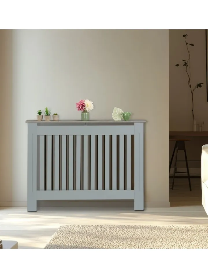 relaxdays Regale & Schränke<Heizkörperverkleidung in Grau - (B)112 x (H)83 x (T)19 cm