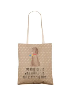 Mr. & Mrs. Panda Einkaufstaschen & -Trolleys<Henkeltasche Hund Blume mit Spruch in Hundeglück