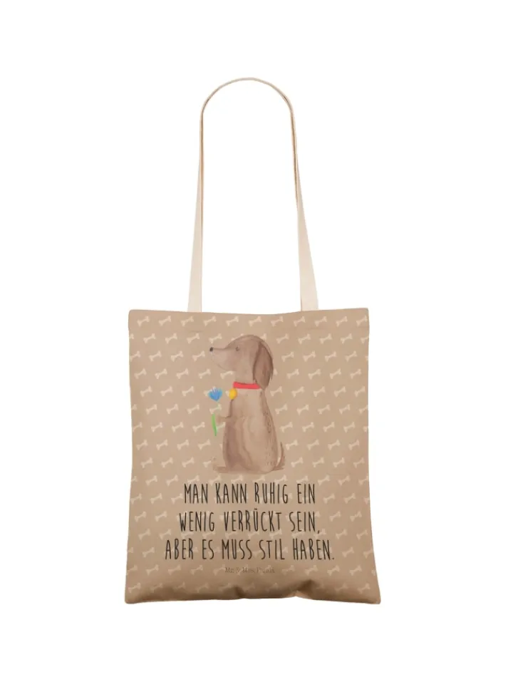 Mr. & Mrs. Panda Einkaufstaschen & -Trolleys<Henkeltasche Hund Blume mit Spruch in Hundeglück