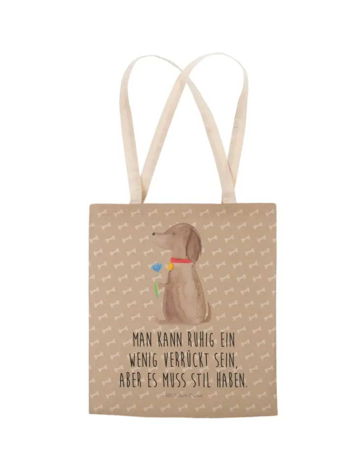 Mr. & Mrs. Panda Einkaufstaschen & -Trolleys<Henkeltasche Hund Blume mit Spruch in Hundeglück