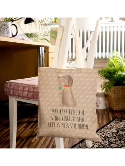 Mr. & Mrs. Panda Einkaufstaschen & -Trolleys<Henkeltasche Hund Blume mit Spruch in Hundeglück