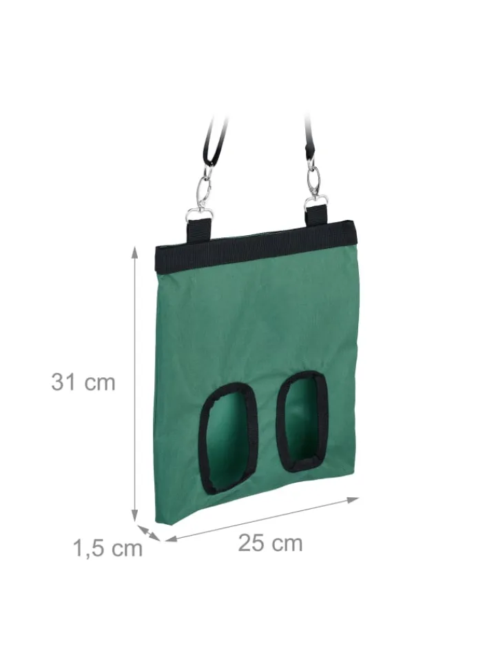 relaxdays Kleintiere<Heutasche in Grün/ Schwarz - (B)25 x (H)31 cm