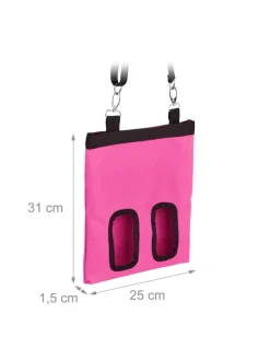 relaxdays Kleintiere<Heutasche in Pink/ Schwarz - (B)25 x (H)31 cm