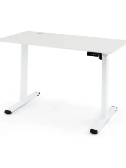 COSTWAY Tische<Höhenverstellbarer Schreibtisch 120 x 60 cm in Weiß