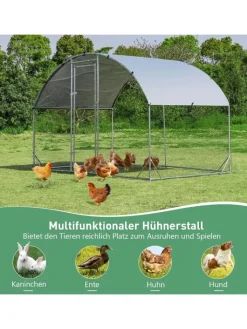COSTWAY Vögel<Hühnerstall 190 x 280 x 195 cm in Silber