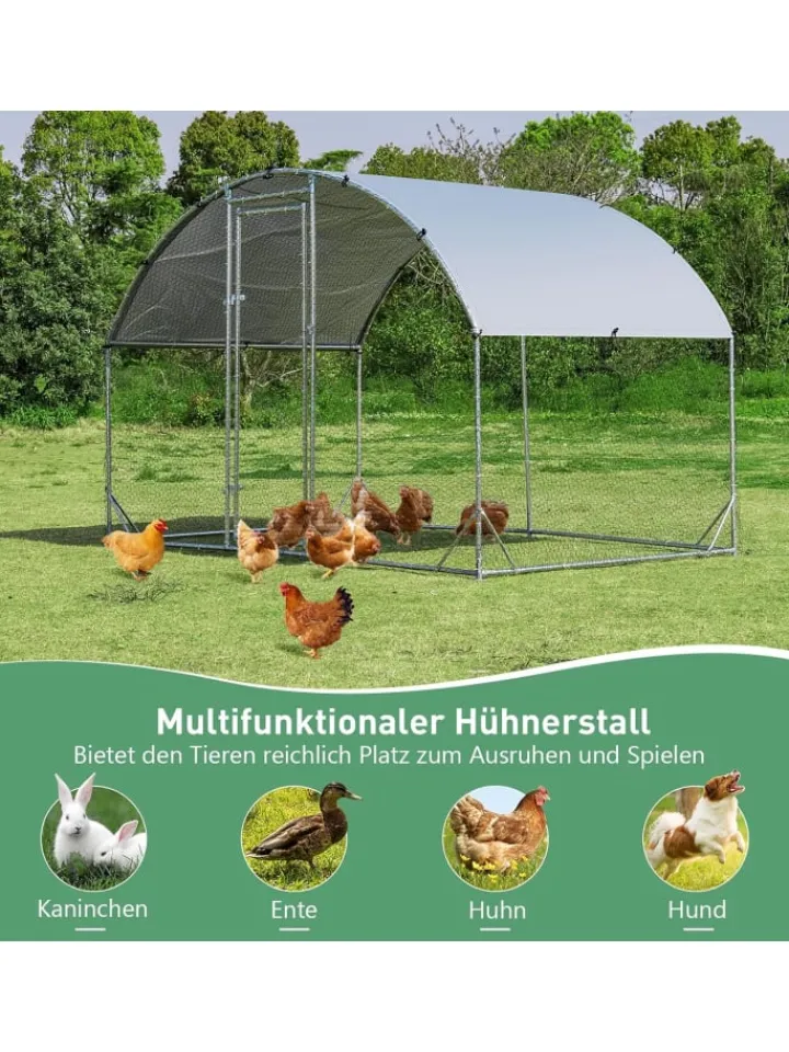 COSTWAY Vögel<Hühnerstall 190 x 280 x 195 cm in Silber