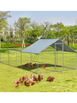 COSTWAY Vögel<Hühnerstall 3x6m in Silber
