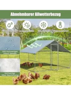 COSTWAY Vögel<Hühnerstall 3x6m in Silber