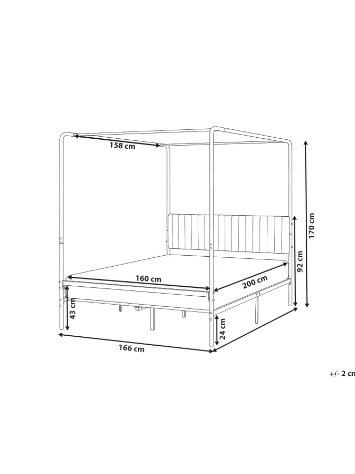 Beliani Betten & Matratzen<Himmelbett MIRABEAU in Schwarz/Beige - (W) 166 x (H) 170 x (L) 207 cm