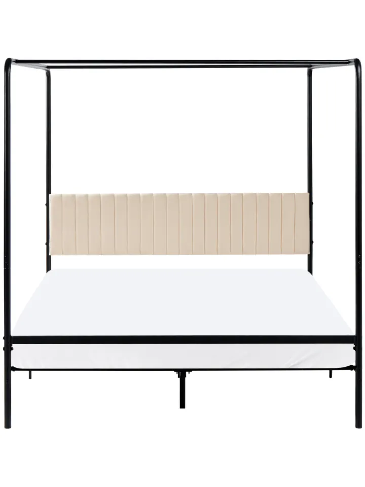 Beliani Betten & Matratzen<Himmelbett MIRABEAU in Schwarz/Beige - (W) 166 x (H) 170 x (L) 207 cm