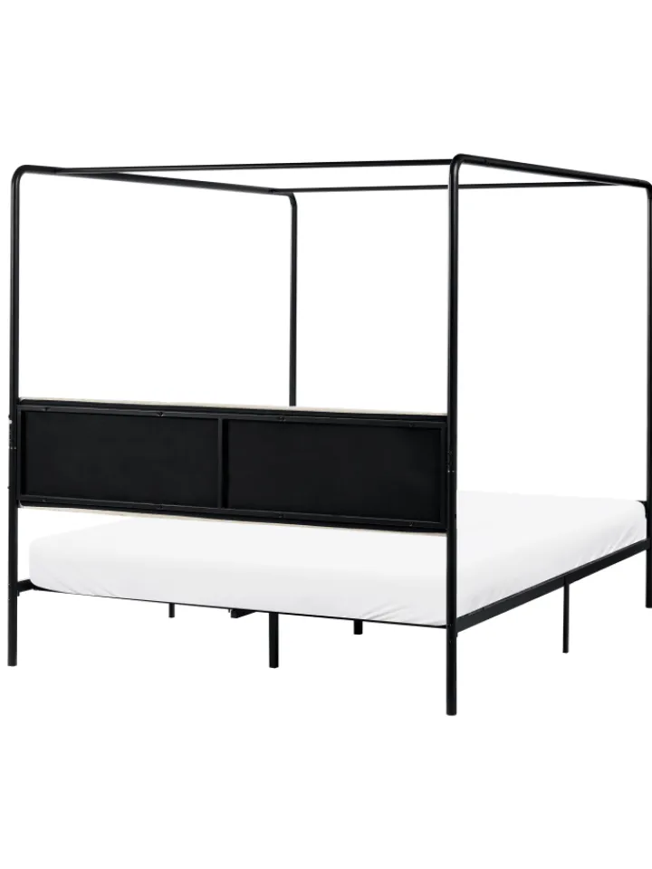 Beliani Betten & Matratzen<Himmelbett MIRABEAU in Schwarz/Beige - (W) 166 x (H) 170 x (L) 207 cm