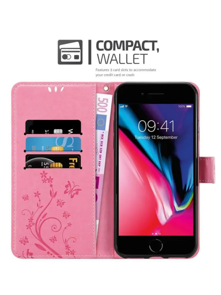 cadorabo Smartphones & Zubehör<Hülle für Apple iPhone 7 / 7S / 8 / SE 2020 Blumen Design in FLORAL ROSA