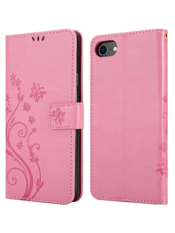 cadorabo Smartphones & Zubehör<Hülle für Apple iPhone 7 / 7S / 8 / SE 2020 Blumen Design in FLORAL ROSA