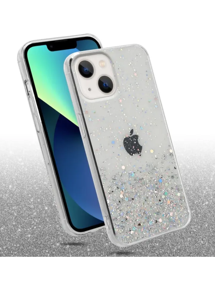cadorabo Smartphones & Zubehör<Hülle für Apple iPhone 13 MINI Glitter in Transparent mit Glitter