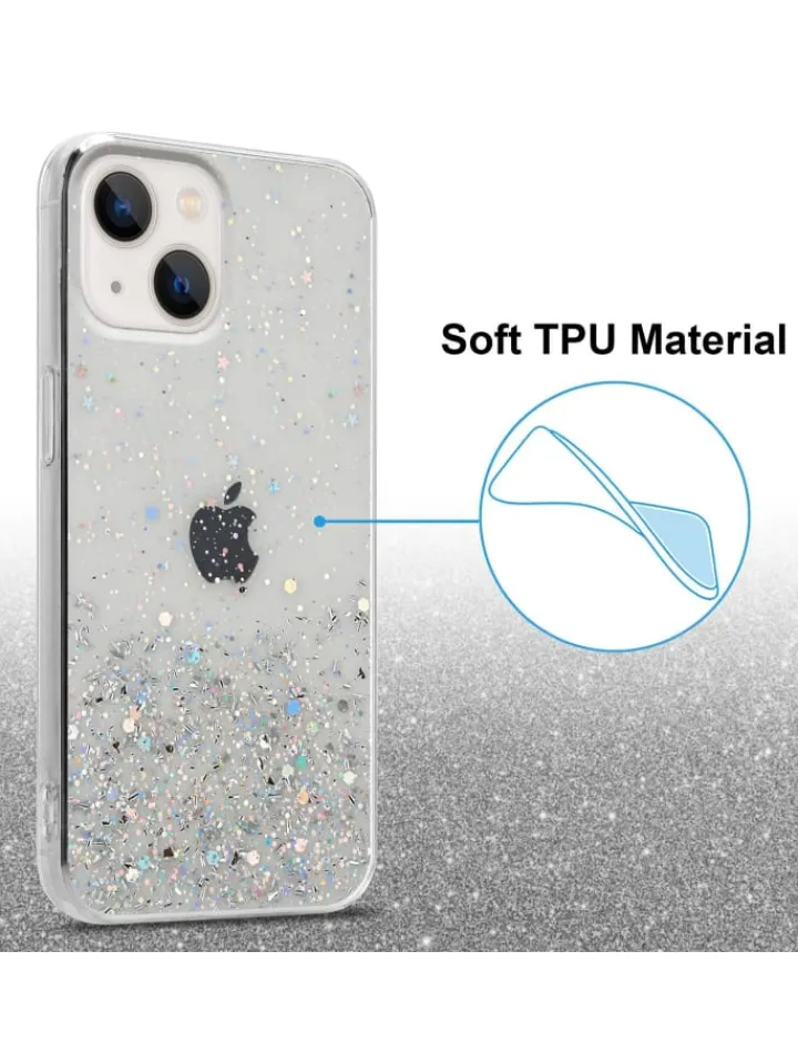cadorabo Smartphones & Zubehör<Hülle für Apple iPhone 13 MINI Glitter in Transparent mit Glitter