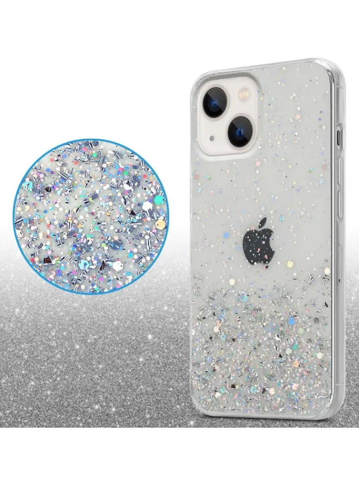 cadorabo Smartphones & Zubehör<Hülle für Apple iPhone 13 MINI Glitter in Transparent mit Glitter