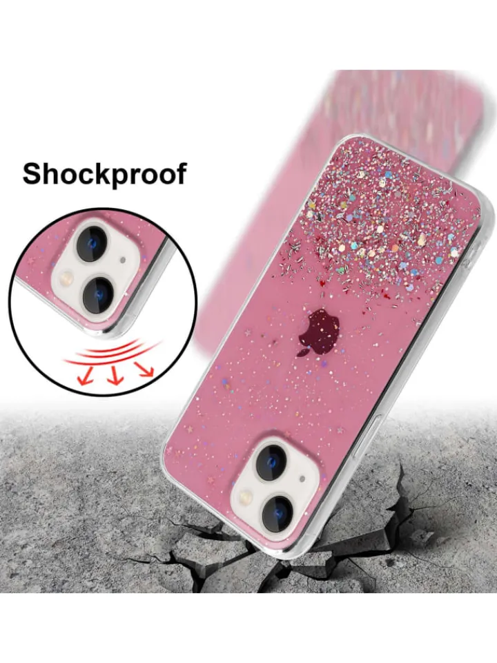 cadorabo Smartphones & Zubehör<Hülle für Apple iPhone 13 MINI Glitter in Rosa mit Glitter