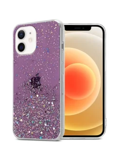 cadorabo Smartphones & Zubehör<Hülle für Apple iPhone 12 MINI Glitter in Lila mit Glitter