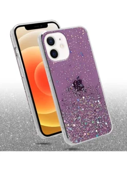 cadorabo Smartphones & Zubehör<Hülle für Apple iPhone 12 MINI Glitter in Lila mit Glitter
