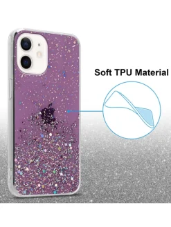 cadorabo Smartphones & Zubehör<Hülle für Apple iPhone 12 MINI Glitter in Lila mit Glitter