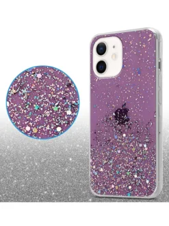 cadorabo Smartphones & Zubehör<Hülle für Apple iPhone 12 MINI Glitter in Lila mit Glitter