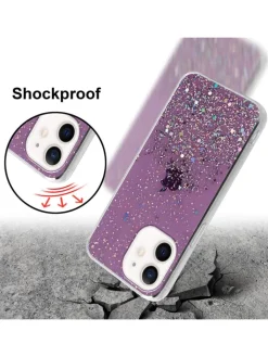 cadorabo Smartphones & Zubehör<Hülle für Apple iPhone 12 MINI Glitter in Lila mit Glitter