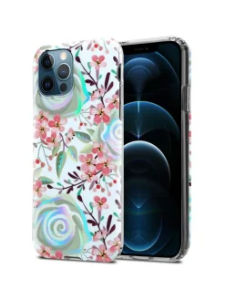 cadorabo Smartphones & Zubehör<Hülle für Apple iPhone 12 PRO MAX Blumen Muster in PFIRSICHBLÜTEN