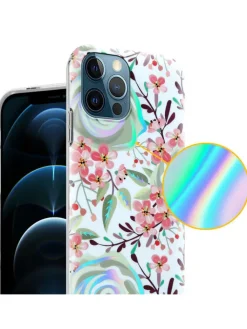 cadorabo Smartphones & Zubehör<Hülle für Apple iPhone 12 PRO MAX Blumen Muster in PFIRSICHBLÜTEN