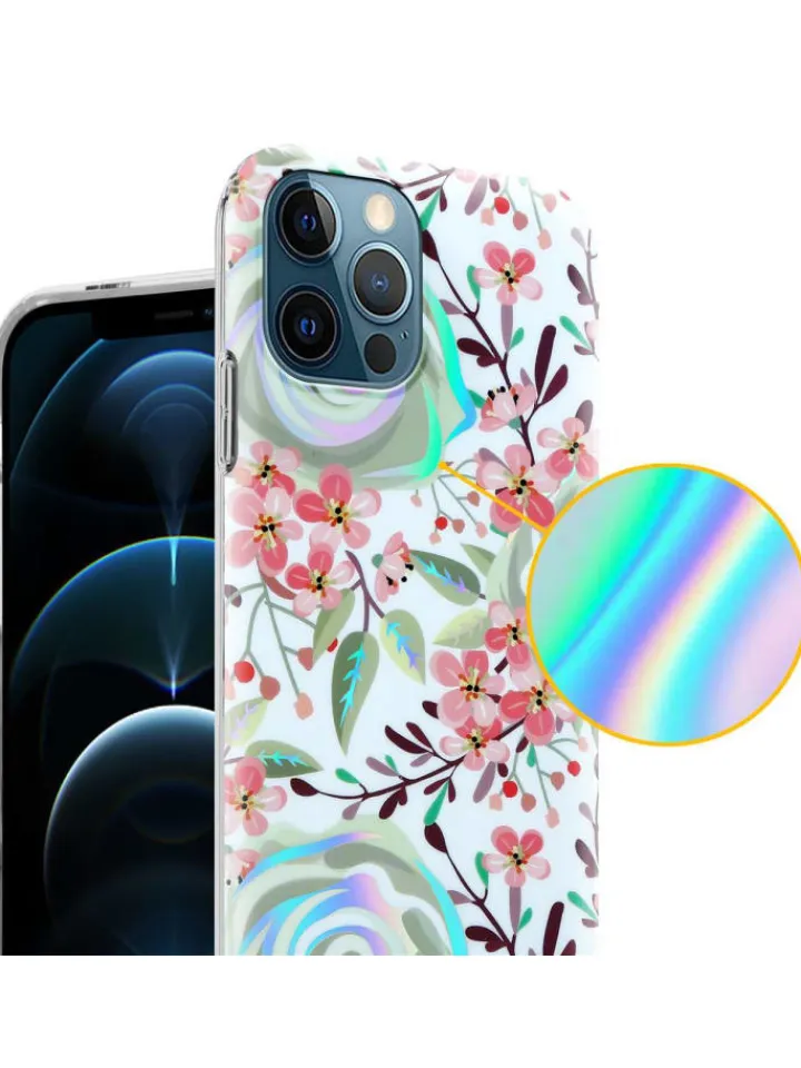 cadorabo Smartphones & Zubehör<Hülle für Apple iPhone 12 PRO MAX Blumen Muster in PFIRSICHBLÜTEN