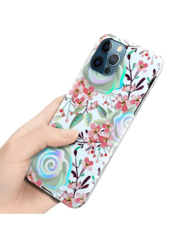 cadorabo Smartphones & Zubehör<Hülle für Apple iPhone 12 PRO MAX Blumen Muster in PFIRSICHBLÜTEN