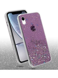 cadorabo Smartphones & Zubehör<Hülle für Apple iPhone XR Glitter in Lila mit Glitter