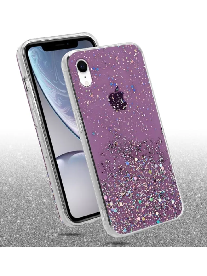 cadorabo Smartphones & Zubehör<Hülle für Apple iPhone XR Glitter in Lila mit Glitter