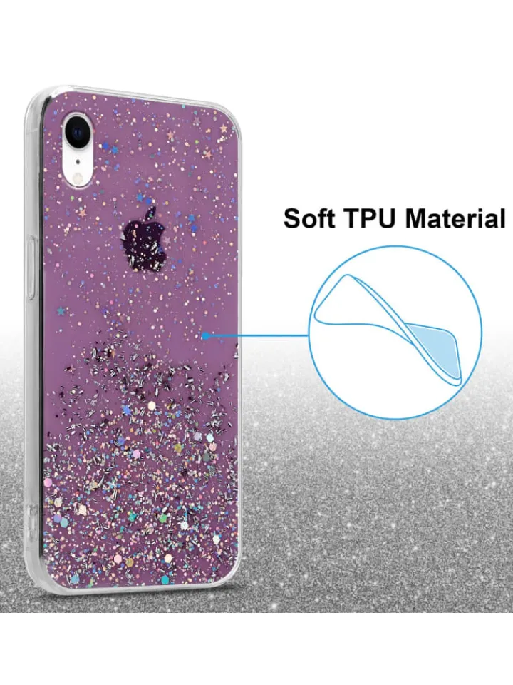 cadorabo Smartphones & Zubehör<Hülle für Apple iPhone XR Glitter in Lila mit Glitter