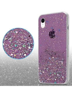 cadorabo Smartphones & Zubehör<Hülle für Apple iPhone XR Glitter in Lila mit Glitter