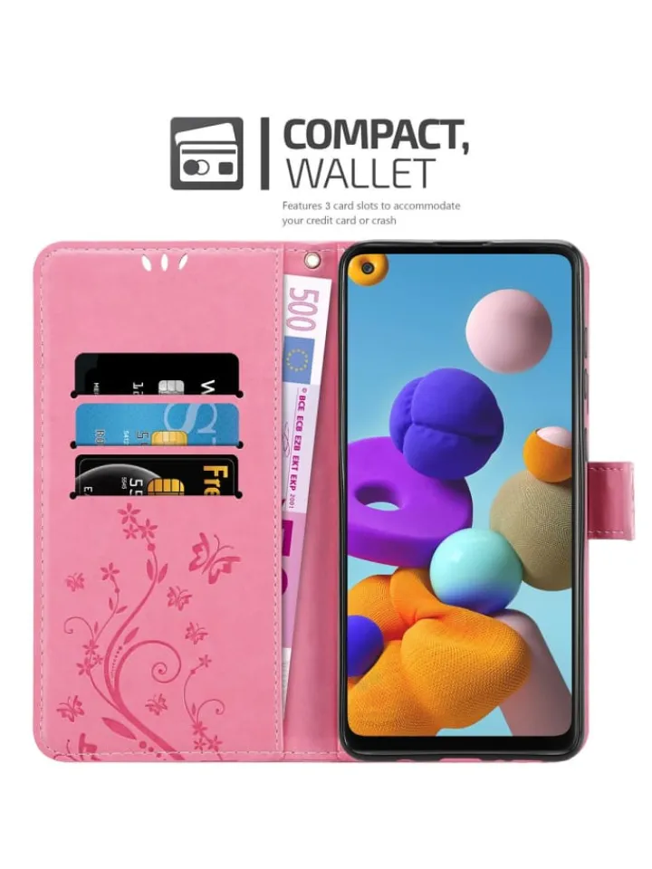 cadorabo Smartphones & Zubehör<Hülle für Samsung Galaxy A21s Blumen Design in FLORAL ROSA