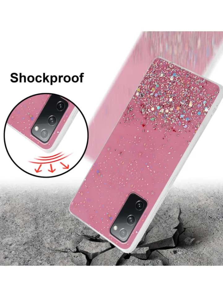 cadorabo Smartphones & Zubehör<Hülle für Samsung Galaxy S20 FE Glitter in Rosa mit Glitter