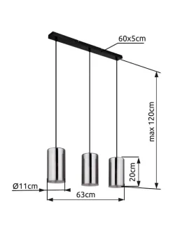 Globo lighting Decken- & Hängeleuchten<Hängeleuchte "Annika" in Schwarz/ Grau - (B)63 cm