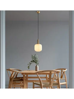 Opviq Decken- & Hängeleuchten<Hängeleuchte "Asker" in Weiß/ Gold - (H)118 x Ø 20 cm