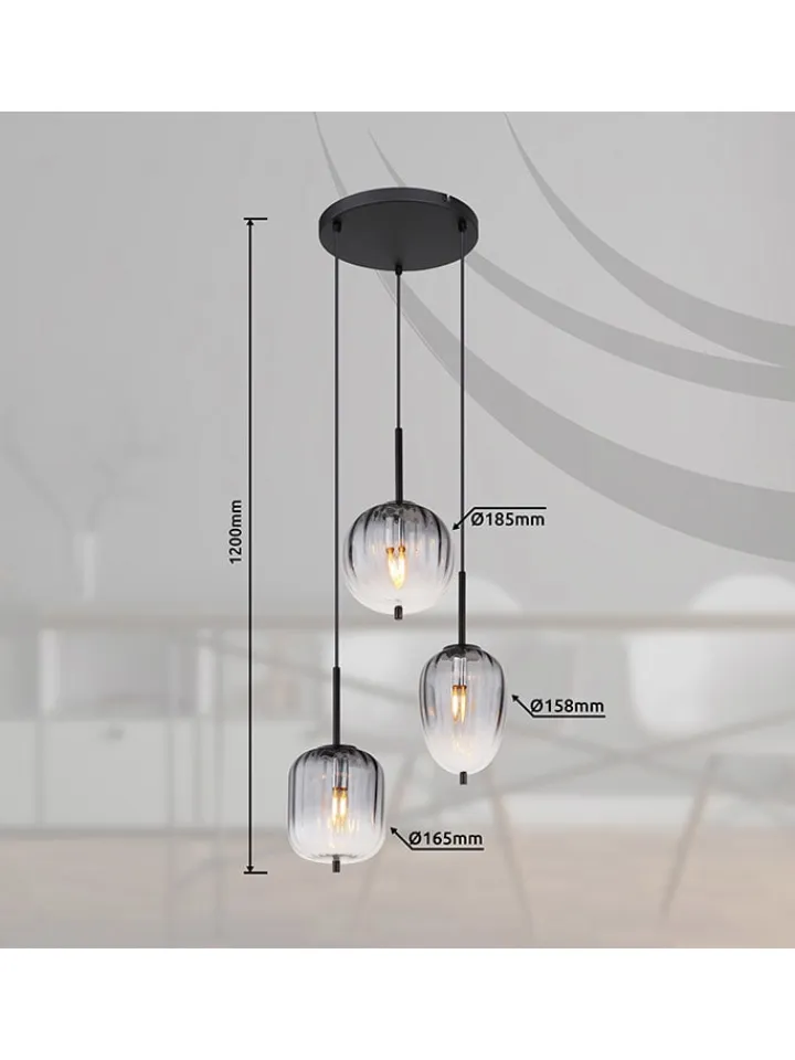 Globo lighting Decken- & Hängeleuchten<Hängeleuchte "Attila" in Schwarz - (H)120 x Ø 46 cm