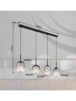 Globo lighting Decken- & Hängeleuchten<Hängeleuchte "Attila" in Schwarz - (B)100 x (H)120 cm