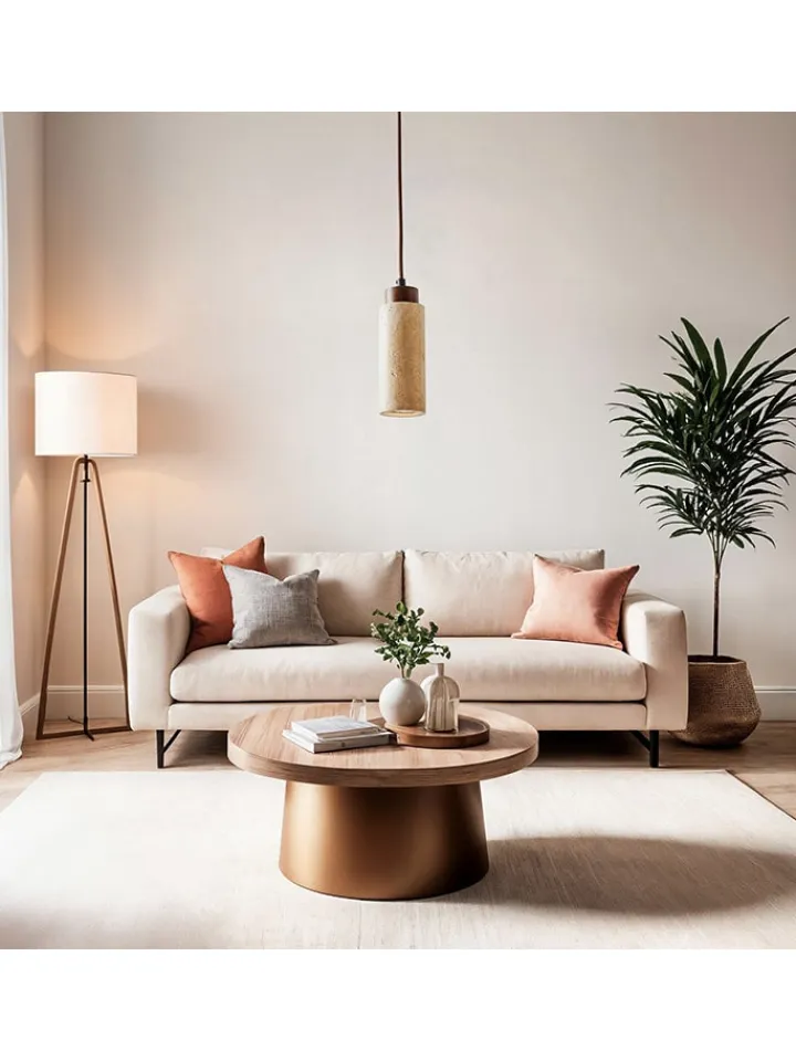 Opviq Decken- & Hängeleuchten<Hängeleuchte "Babıl" in Beige/ Braun - (H)151 x Ø 6,5 cm
