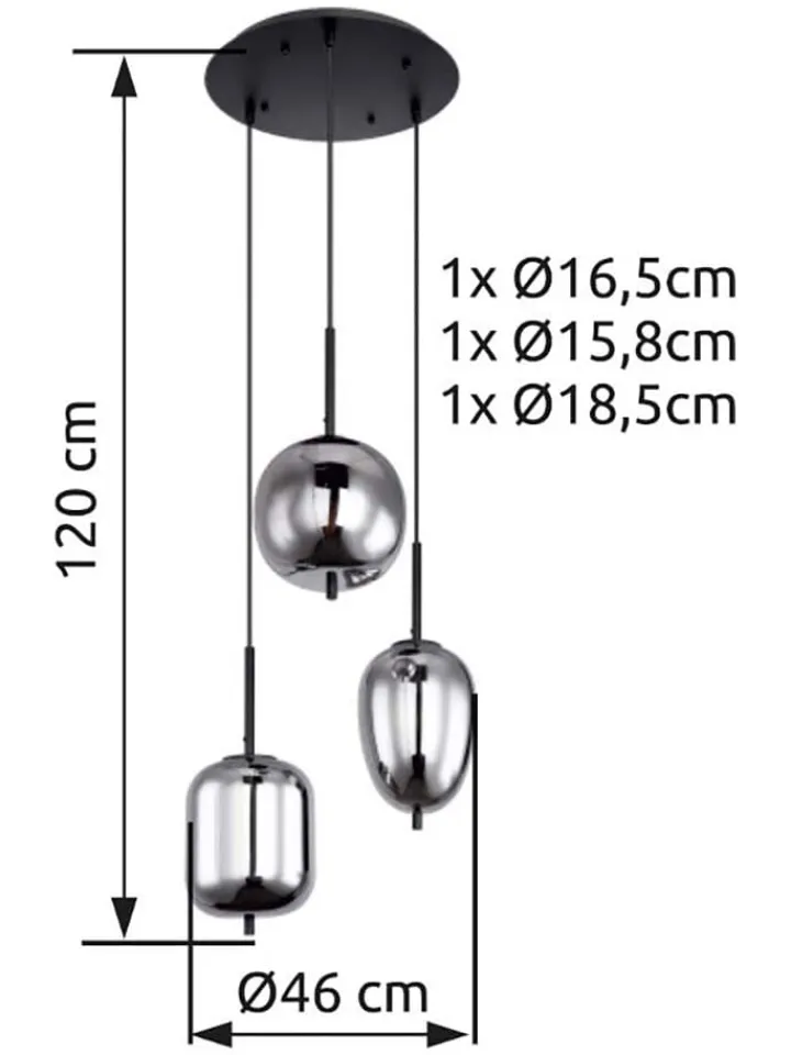 Globo lighting Decken- & Hängeleuchten<Hängeleuchte "Backy" in Grau - Ø 46 cm